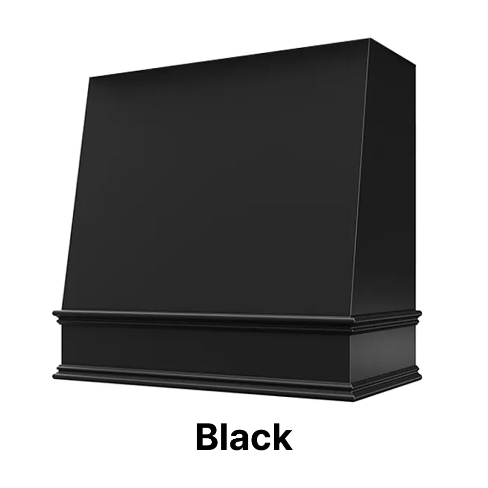 Wood Range Hood With Angled Front and Decorative Trim - 30