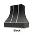 Wood Range Hood With Curved Front, Silver Strapping and Block Trim - 30", 36", 42", 48", 54" and 60" Widths Available