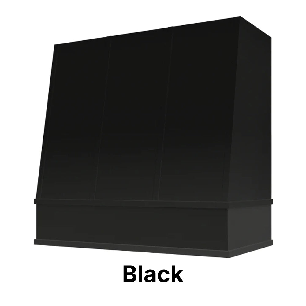 Wood Range Hood With Angled Strapped Front and Block Trim - 30