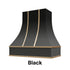Wood Range Hood With Curved Front and Brass Strapping and Flat Trim - 30" 36" 42" 48" 54" and 60" Widths Available