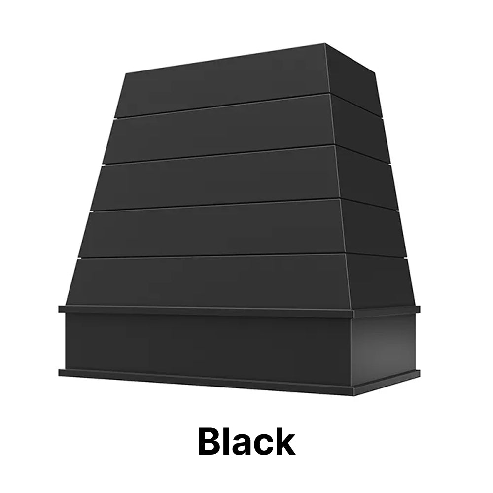 Wood Range Hood With Tapered Shiplap Front and Block Trim - 30