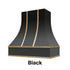 Wood Range Hood With Curved Front, Brass Strapping and Buttons - 30", 36", 42", 48", 54" and 60" Widths Available