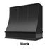 Wood Range Hood With Sloped Strapped Front and Decorative Trim - 30", 36", 42", 48", 54" and 60" Widths Available