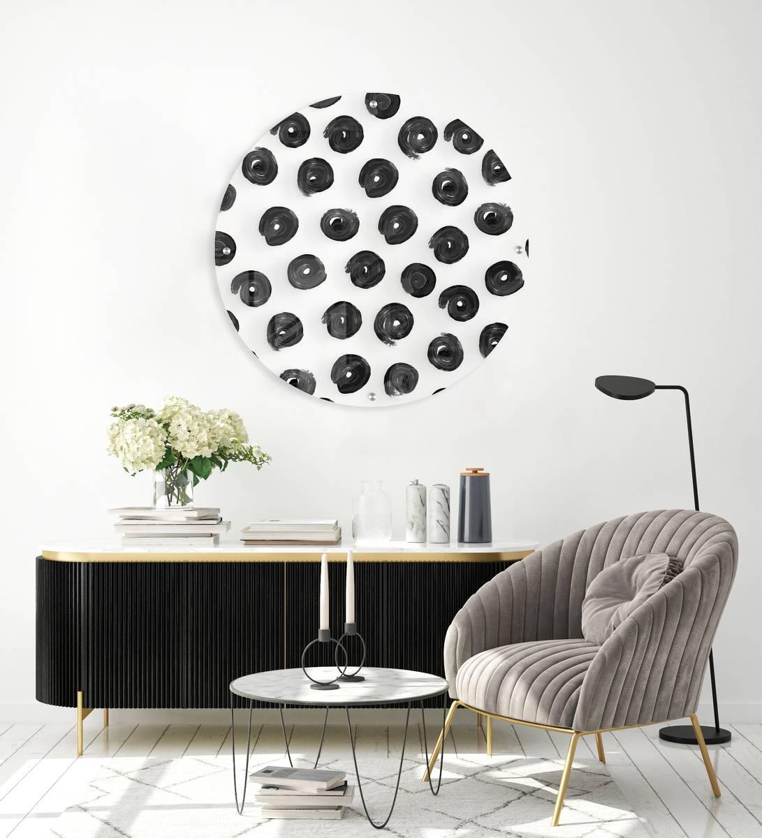 Black Pattern Printed Transparent Acrylic Circle