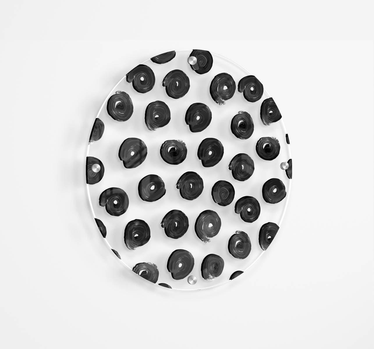 Black Pattern Printed Transparent Acrylic Circle
