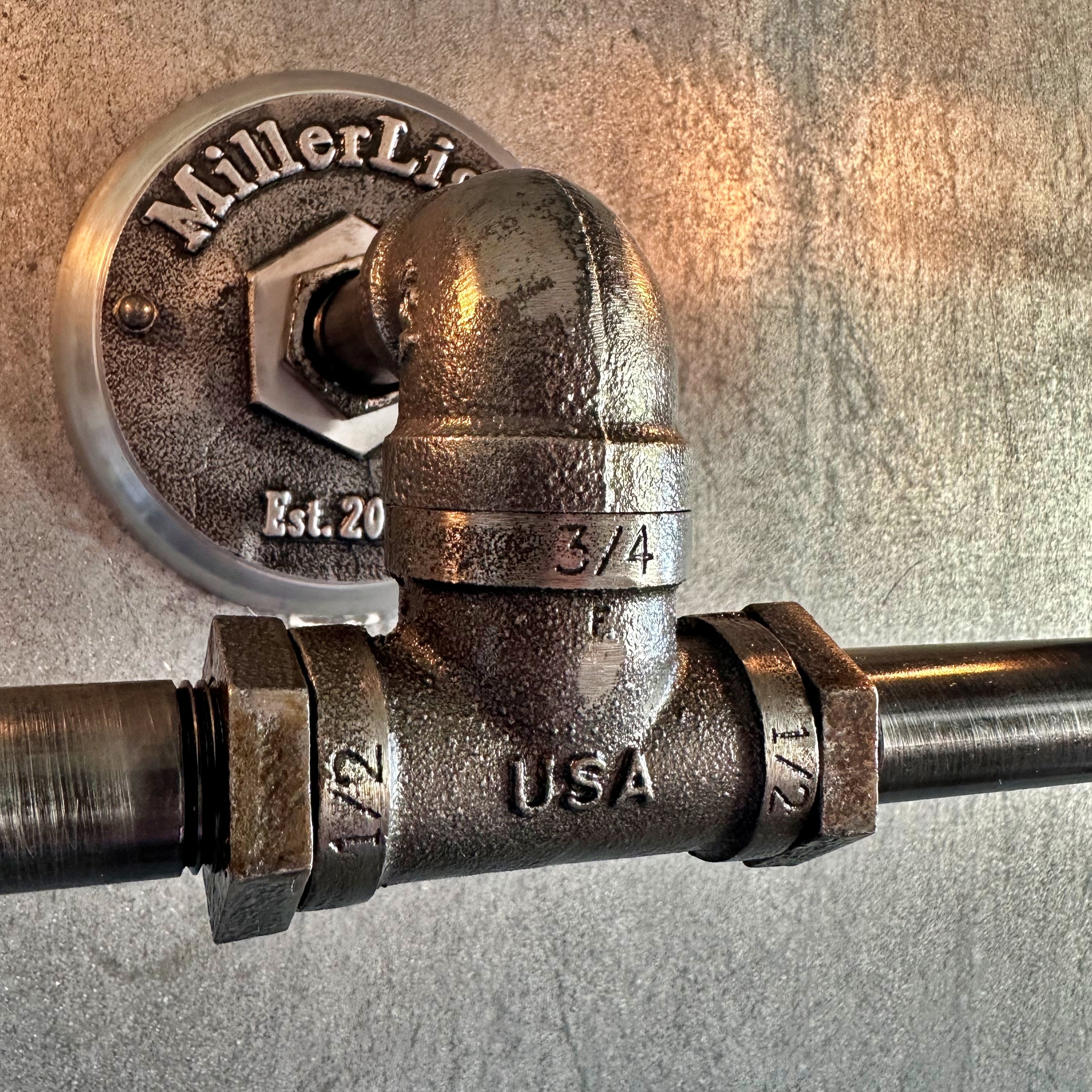 Black Pipe Light - Industrial Double Cage Wall Sconce - The Ironforge