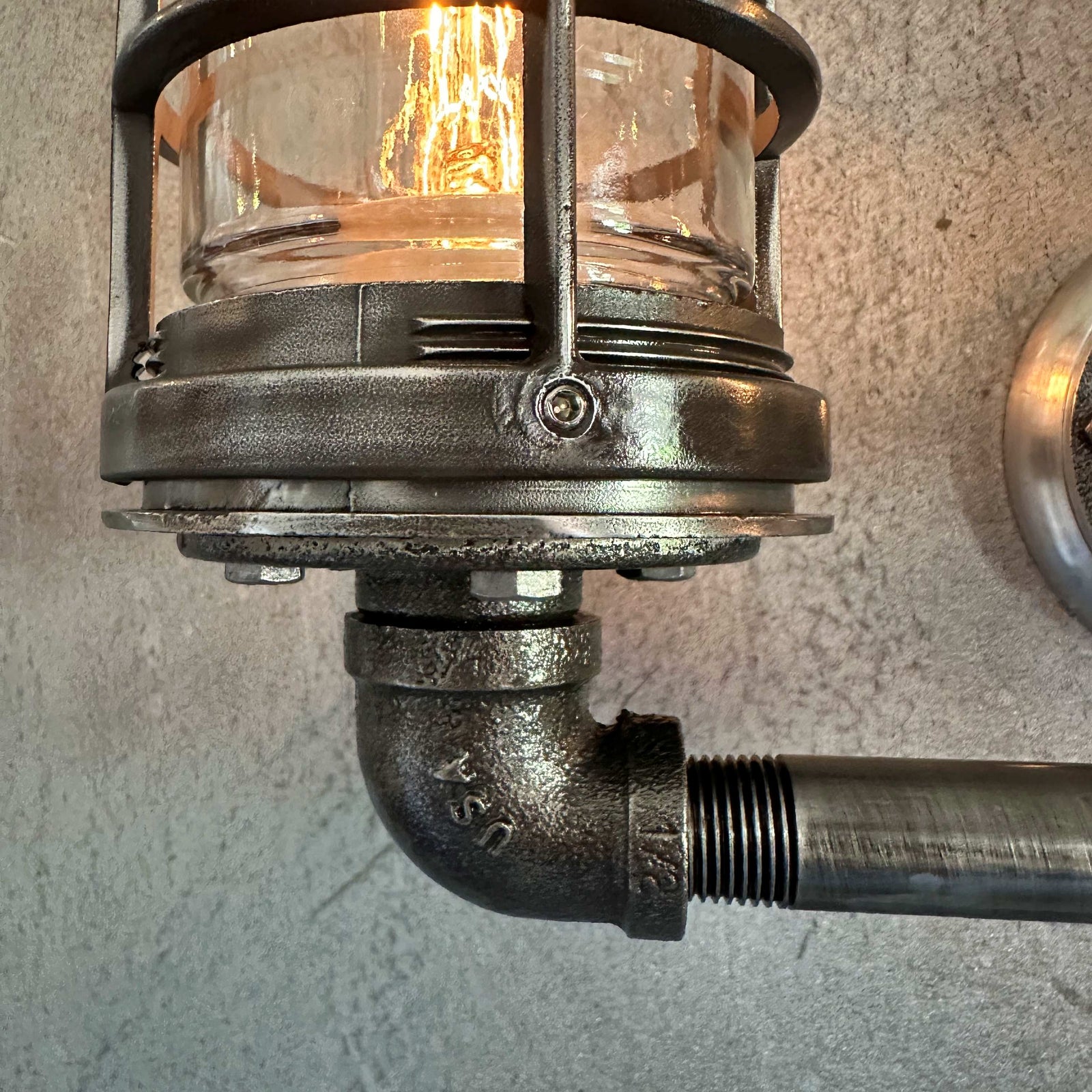 Black Pipe Light - Industrial Double Cage Wall Sconce - The Ironforge