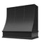 Black Wood Range Hood With Sloped Strapped Front and Decorative Trim - 30", 36", 42", 48", 54" and 60" Widths Available