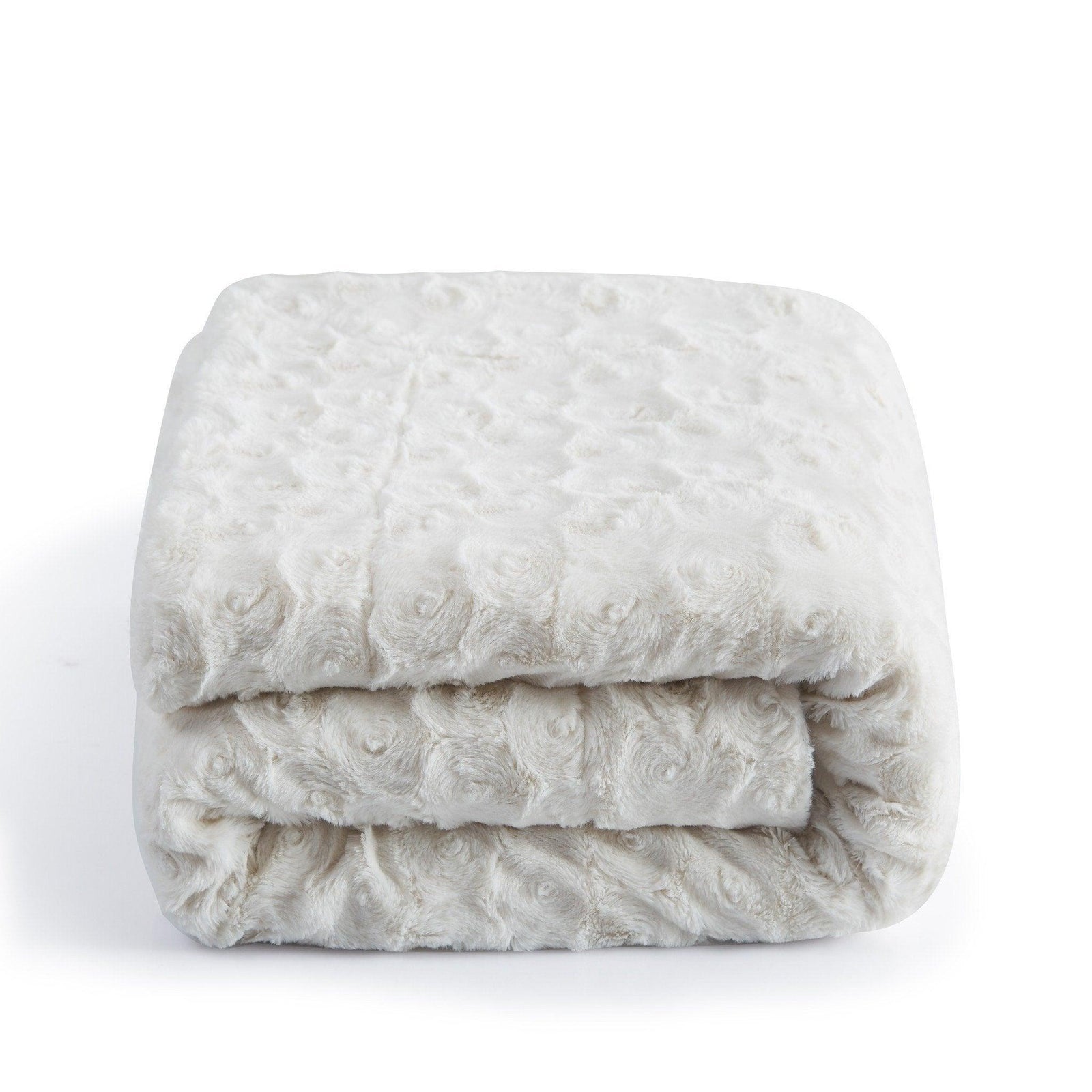 DaDa Bedding Luxury White Roses Fluffy Soft Sherpa Backside Faux Fur Throw Blanket (K11)