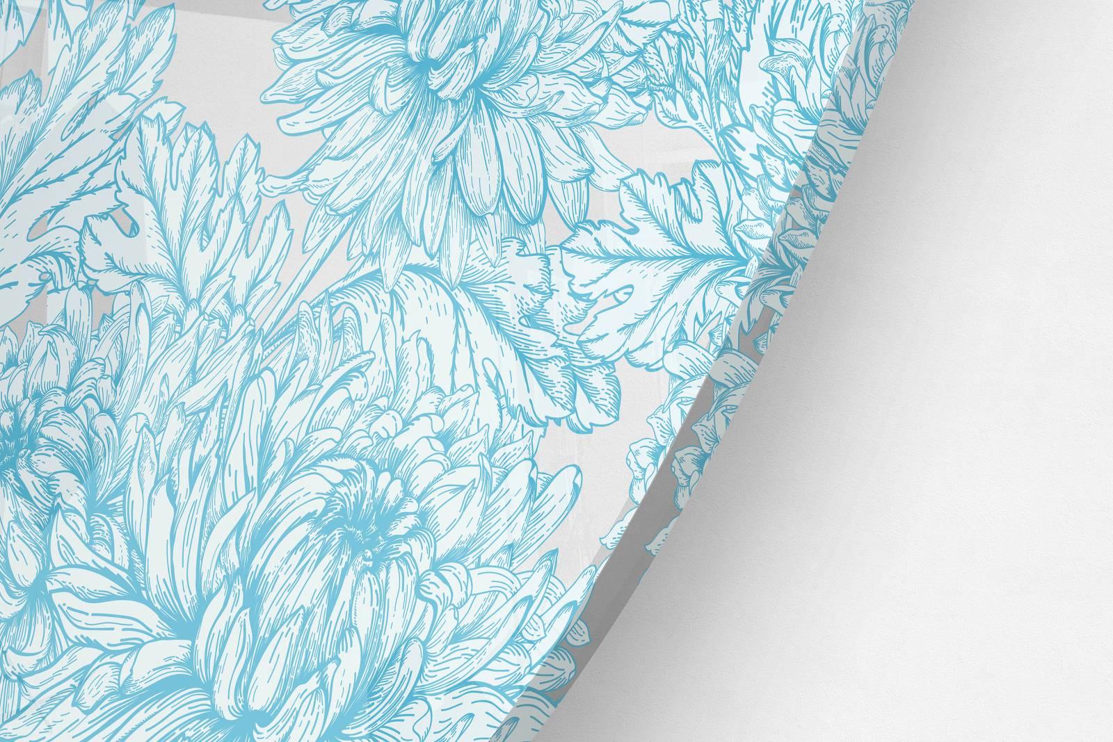 Blue Asters Printed Transparent Acrylic Circle