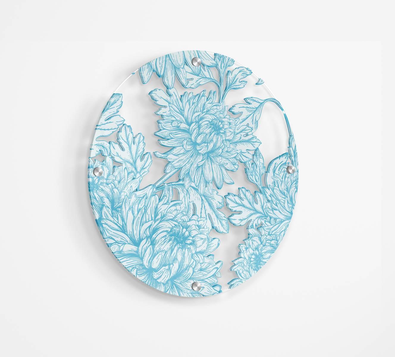 Blue Asters Printed Transparent Acrylic Circle