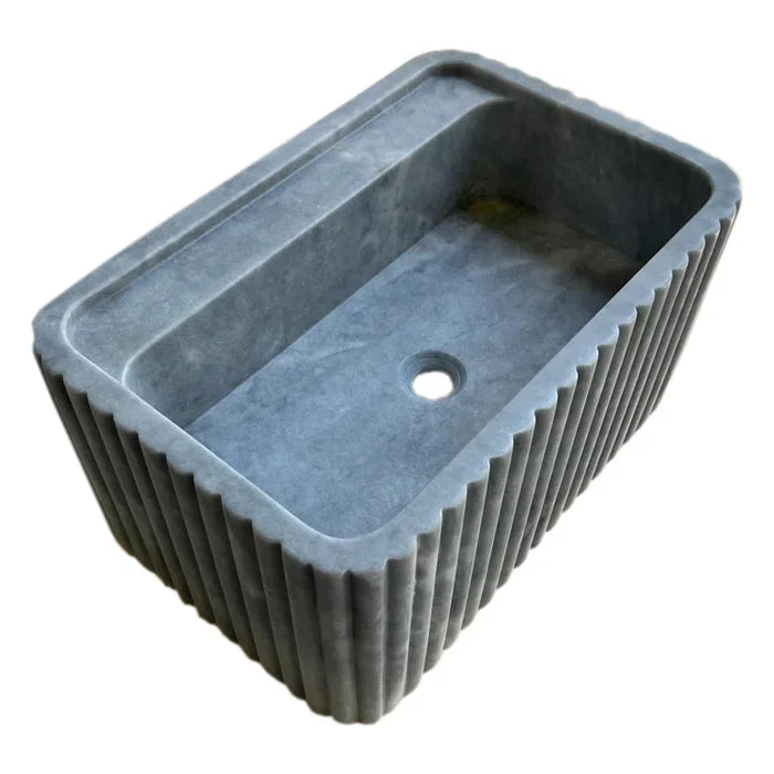 Bluestone Marble Rectangular Wall-mount Bathroom Sink Fluted (W)16