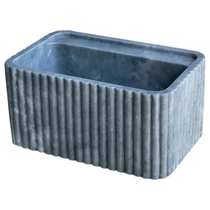 Bluestone Marble Rectangular Wall-mount Bathroom Sink Fluted (W)16