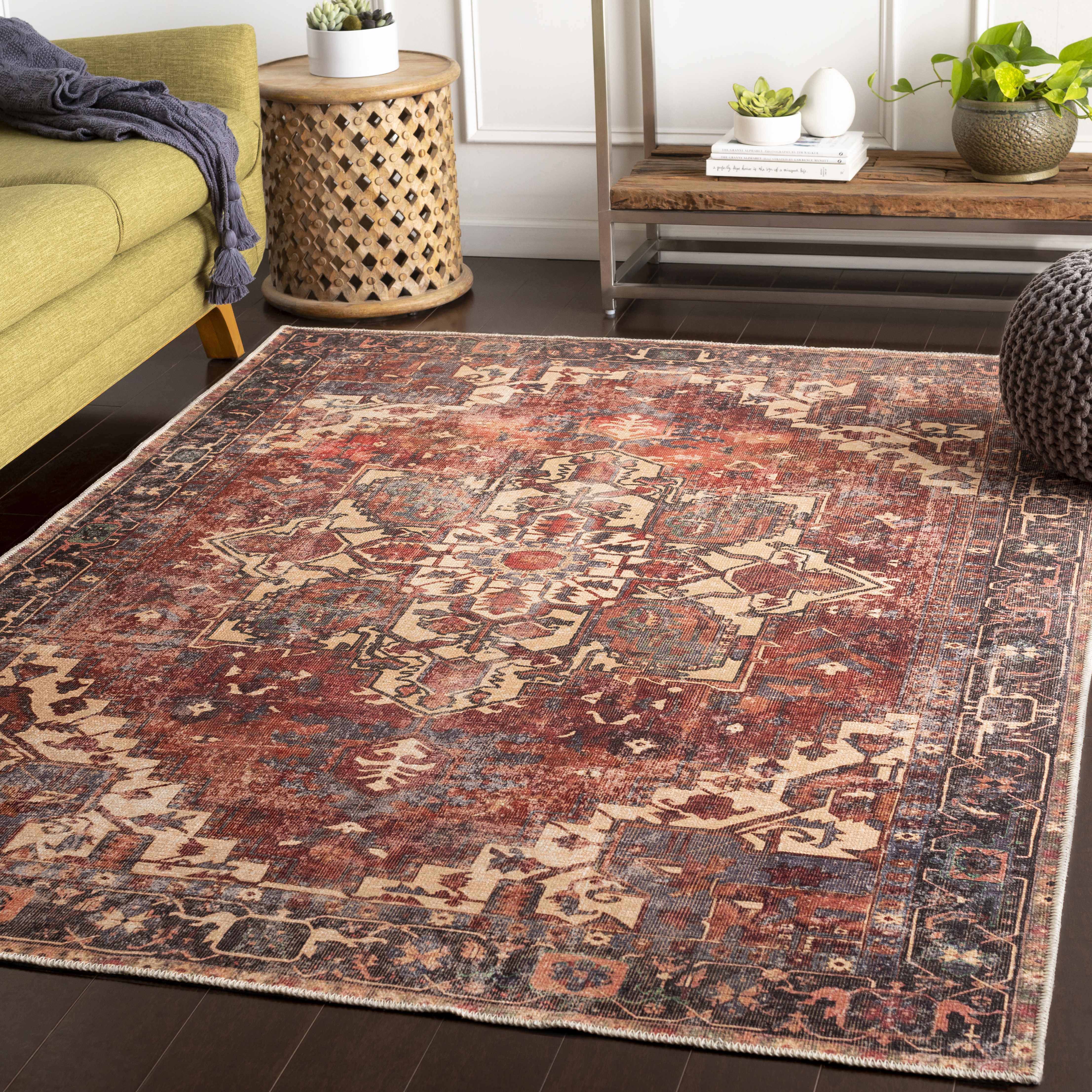 Bondville Vintage Flat Pile Washable Rug
