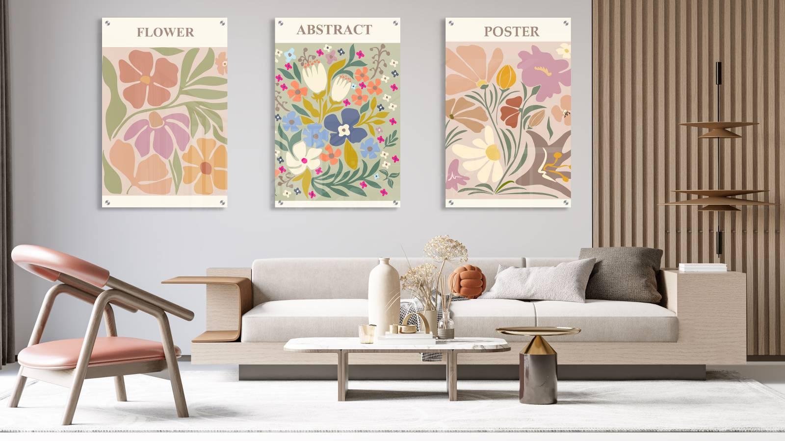 Botanical Collection Set of 3 Prints Modern Wall Art Modern Artwork