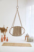 Boves Rast Blue Round Hanging Chair Teak Frame