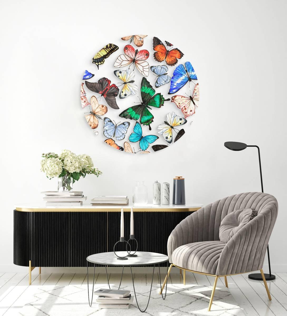 Butterflies Printed Transparent Acrylic Circle