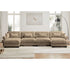 Modern Sectional Sofa With Ottoman, Round Bolster Armrests, Waist And Throw Pillows