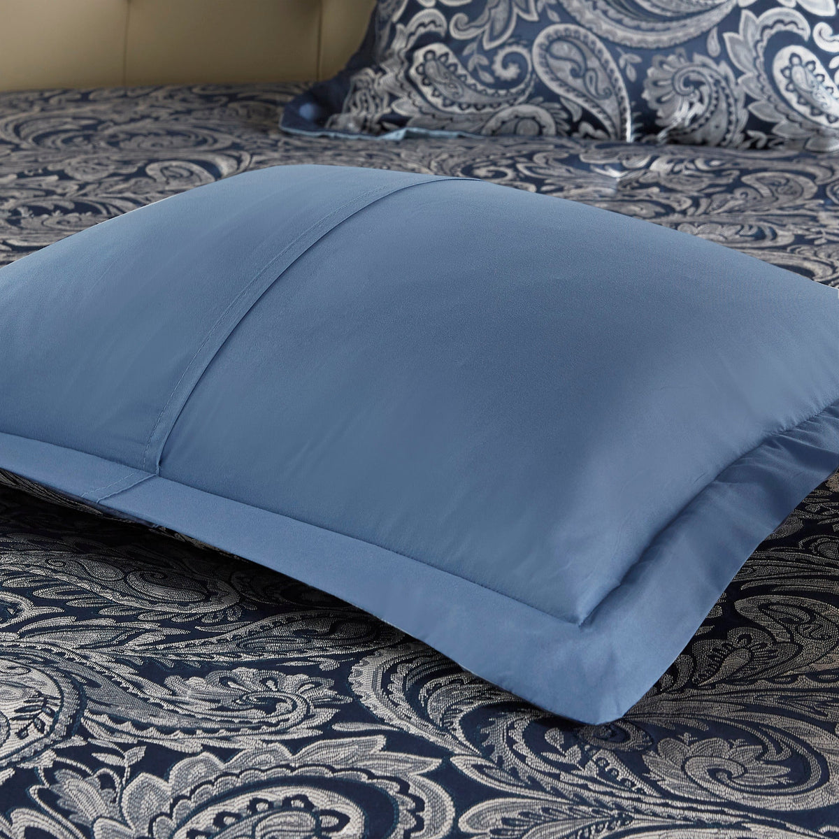 12 Piece Comforter Set with Cotton Bed Sheets Navy Queen