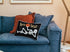 Embroidered Velvet Halloween Skeleton Lumbar Pillow with Skeleton Design - Black