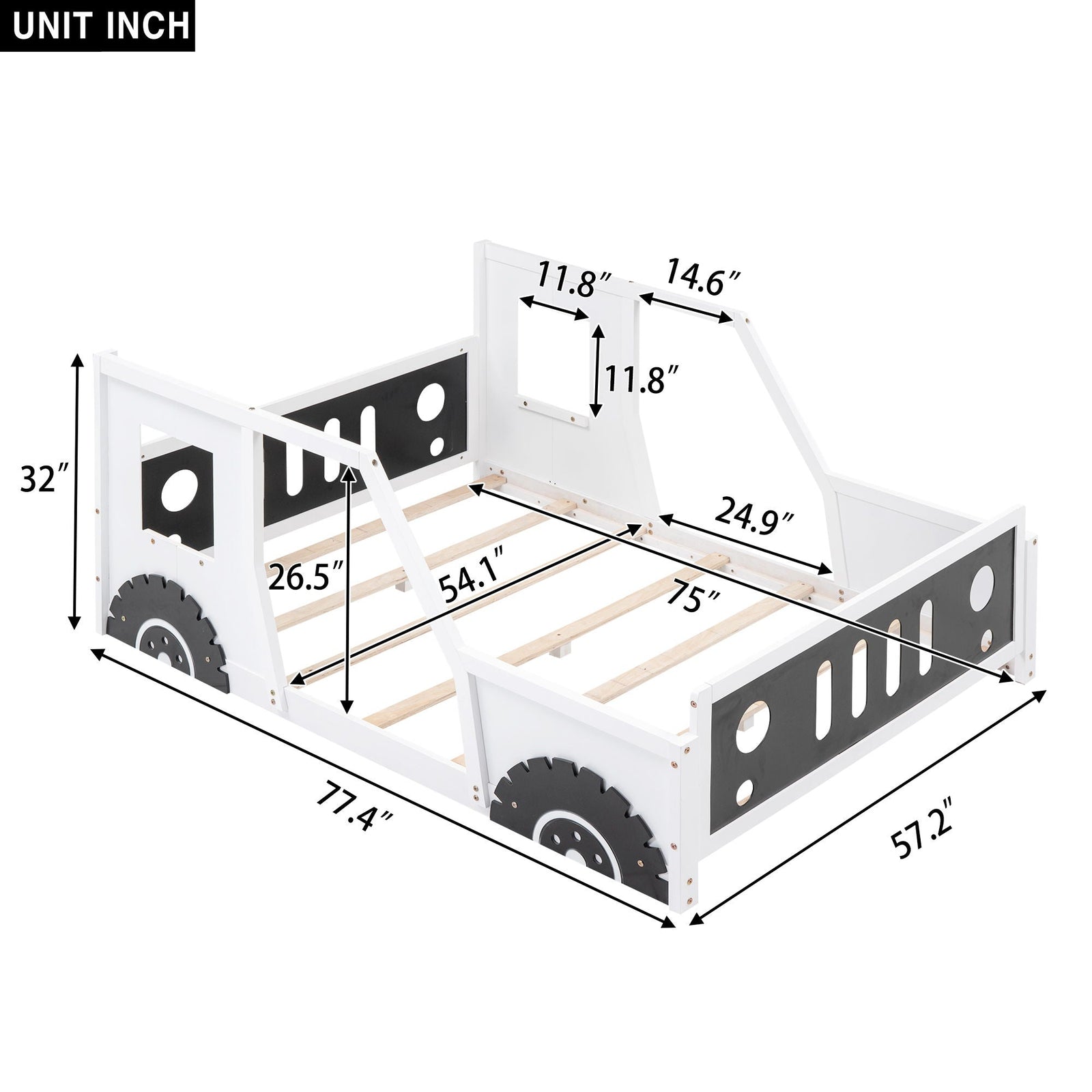 Classic Car Shaped Platform Bed With Wheels