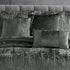 Turin 7 Piece Charcoal Crinkle Velvet Comforter Ensemble