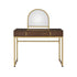Coleen Walnut & Gold Finish Vanity Desk with Mirror & Jewelry Tray