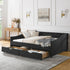 Upholstered Tufted Daybed With 2 Drawers, Waved Arms