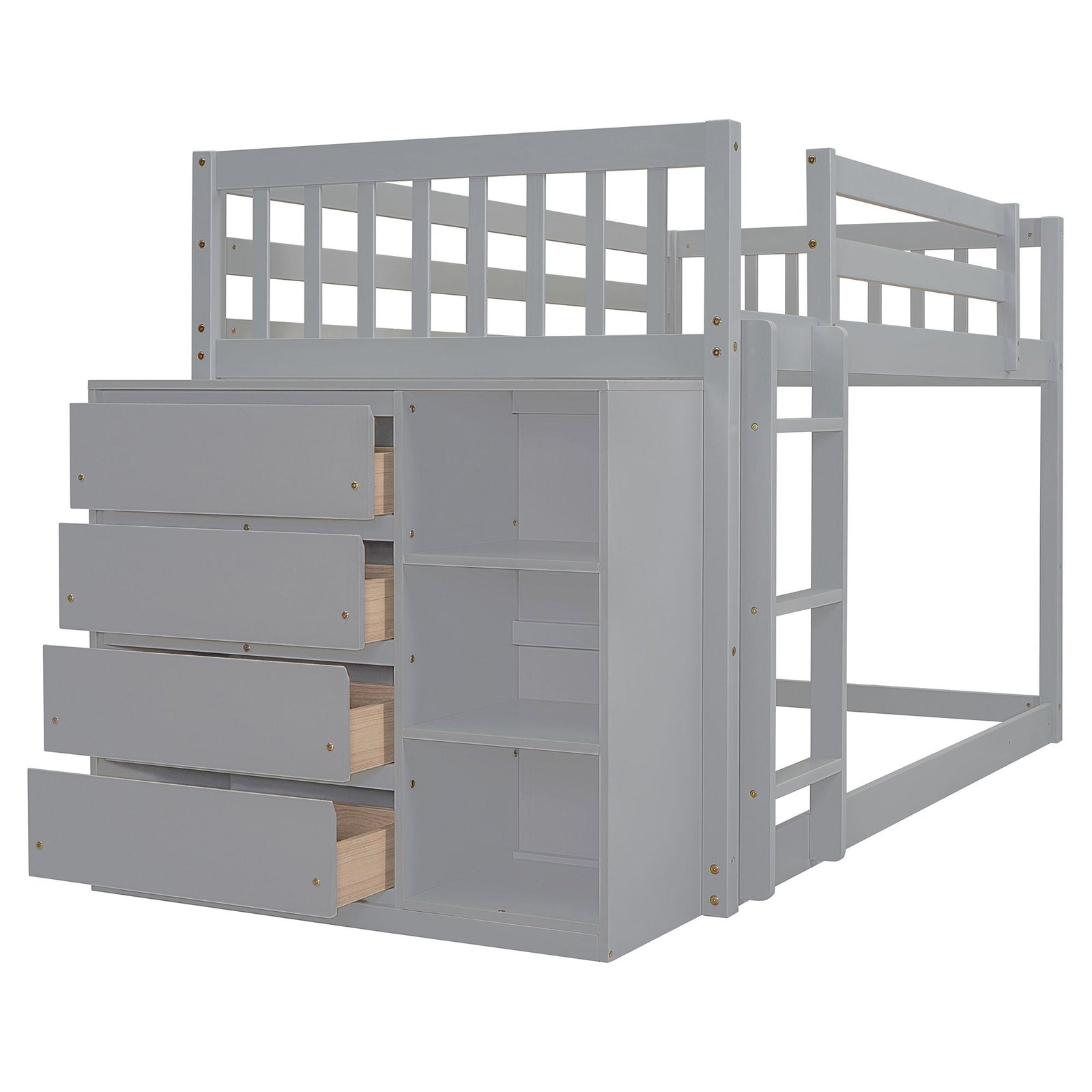 Bunk Bed With 4 Drawers And 3 Shelves