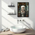 Framed Bathroom Decor, Cute Puppy Wall Art In Picture Frame, 3D Canvas Print - Indigo / White