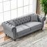 Chesterfield Upholstery Fabric Sofa With Roll Armrest & Nailhead