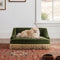 Olive Green Velvet Princess Pet Bed Sofa with Fringe Skirt - Medium