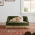 Olive Green Velvet Princess Pet Bed Sofa with Fringe Skirt - Medium