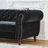 Chesterfield Upholstery Fabric Sofa With Roll Armrest & Nailhead