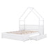 House Style Platform Bed With Guardrail And 2 Drawers