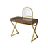 Coleen Walnut & Gold Finish Vanity Desk with Mirror & Jewelry Tray