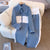 Two Piece Sets Women Pant Set Denim Splice Matching Sets Spring Top Wide Leg Long Pants Casual Loose Lace Up High Waist Jogger