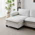 L Shape Living Room Sofa with Ottoman in Soft Chenille Beige