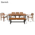 Acacia Wood Outdoor Dining Set with Ergonomic Seating - Seats 7-8