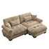 Modern Sectional Sofa With Ottoman, Round Bolster Armrests, Waist And Throw Pillows