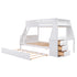 Bunk Bed With Trundle And Built In Desk, 3 Storage Drawers And Shelf