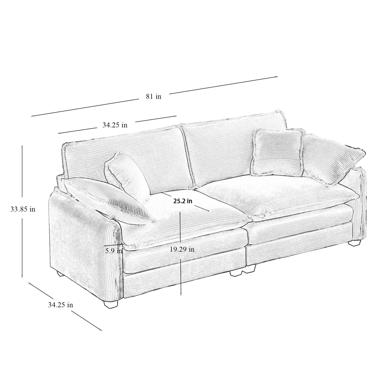 Walker Edison | Cloud Deep Seat Loveseat Sofa Set
