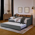 Upholstered Sofa Bed With LED Lights, Storage Headboard, Foldable Trundle & Wireless Charging
