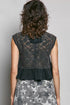 POL Round Neck Lace Sleeveless Top with Double Gauze Ruffle