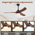 Ceiling Fan With 3 Blades, Remote Control Reversible DC Motor, Dimmable Light, And 1H / 4H / 8H Timer - Black