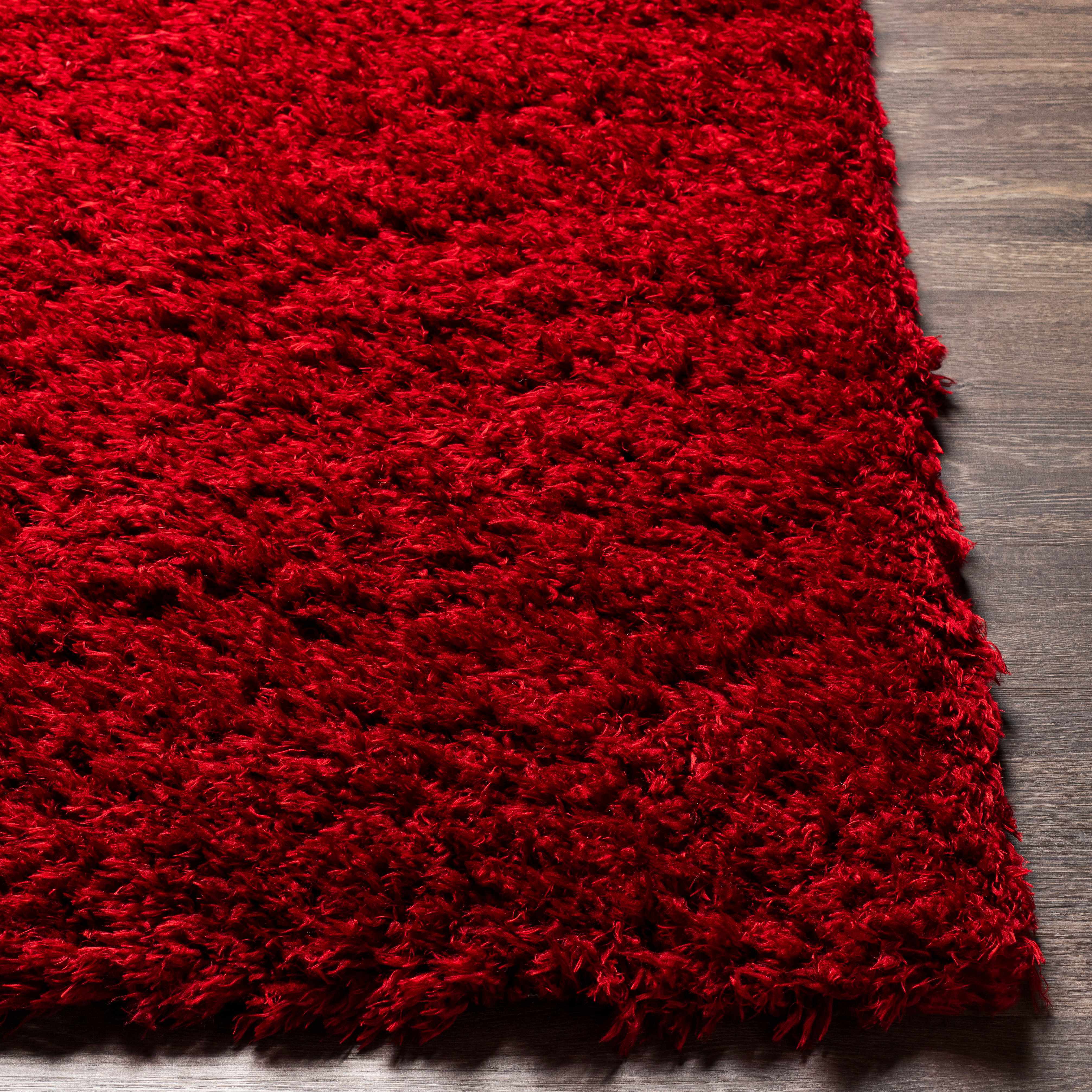 Siari Solid Red Shag Rug