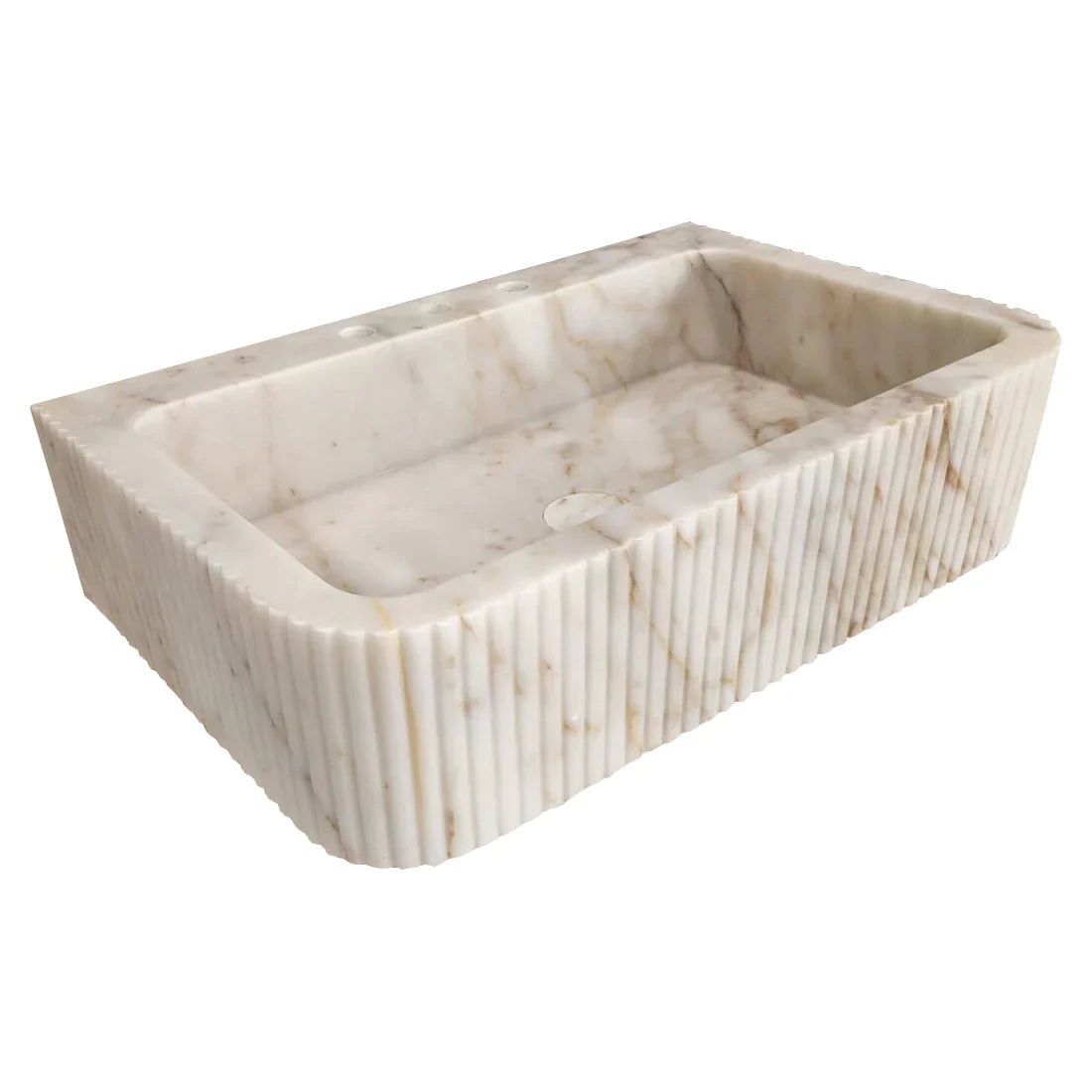 Calacatta Gold Marble Wall-mount Bathroom Vanity Sink Fluted (W)18