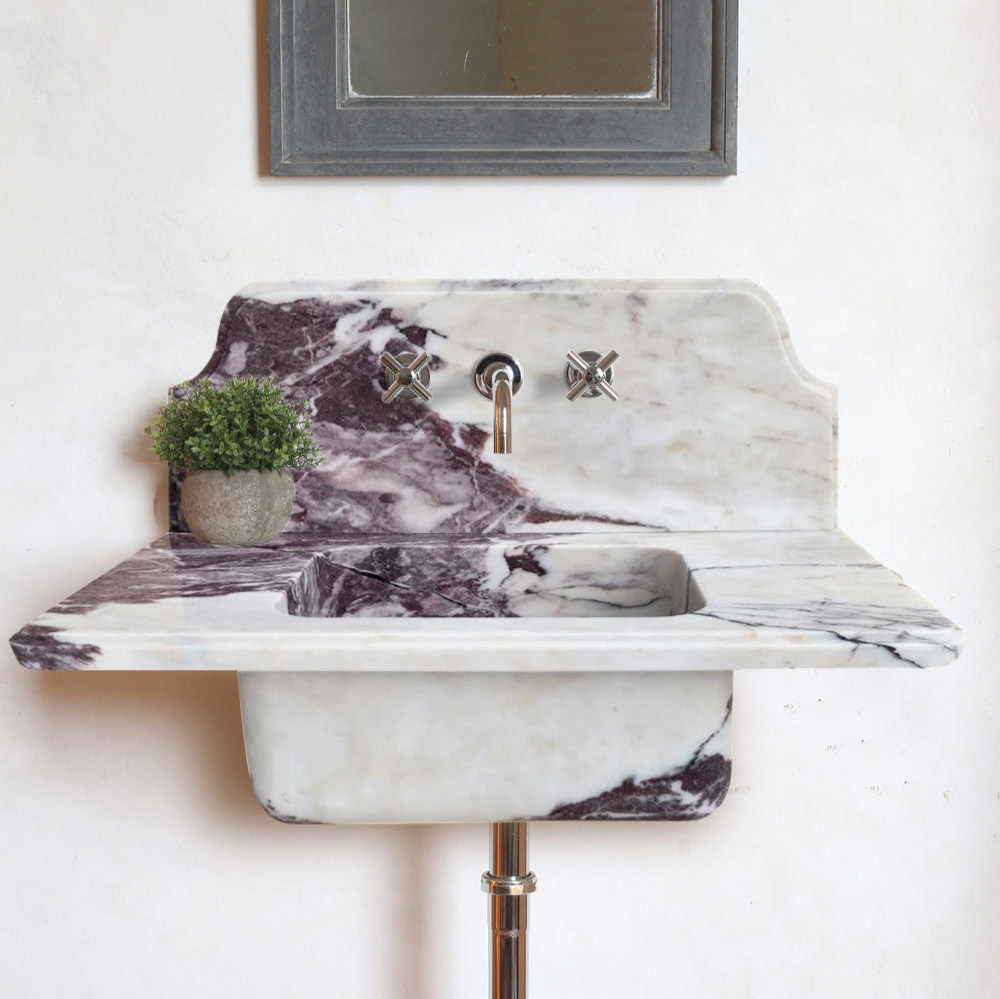 Calacatta Viola Marble Above-vanity Wall-mount Bathroom Sink with 10