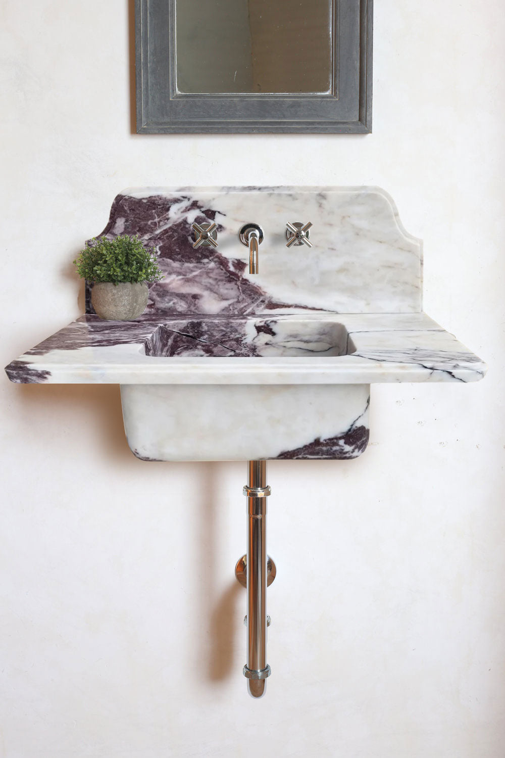 Calacatta Viola Marble Above-vanity Wall-mount Bathroom Sink with 10