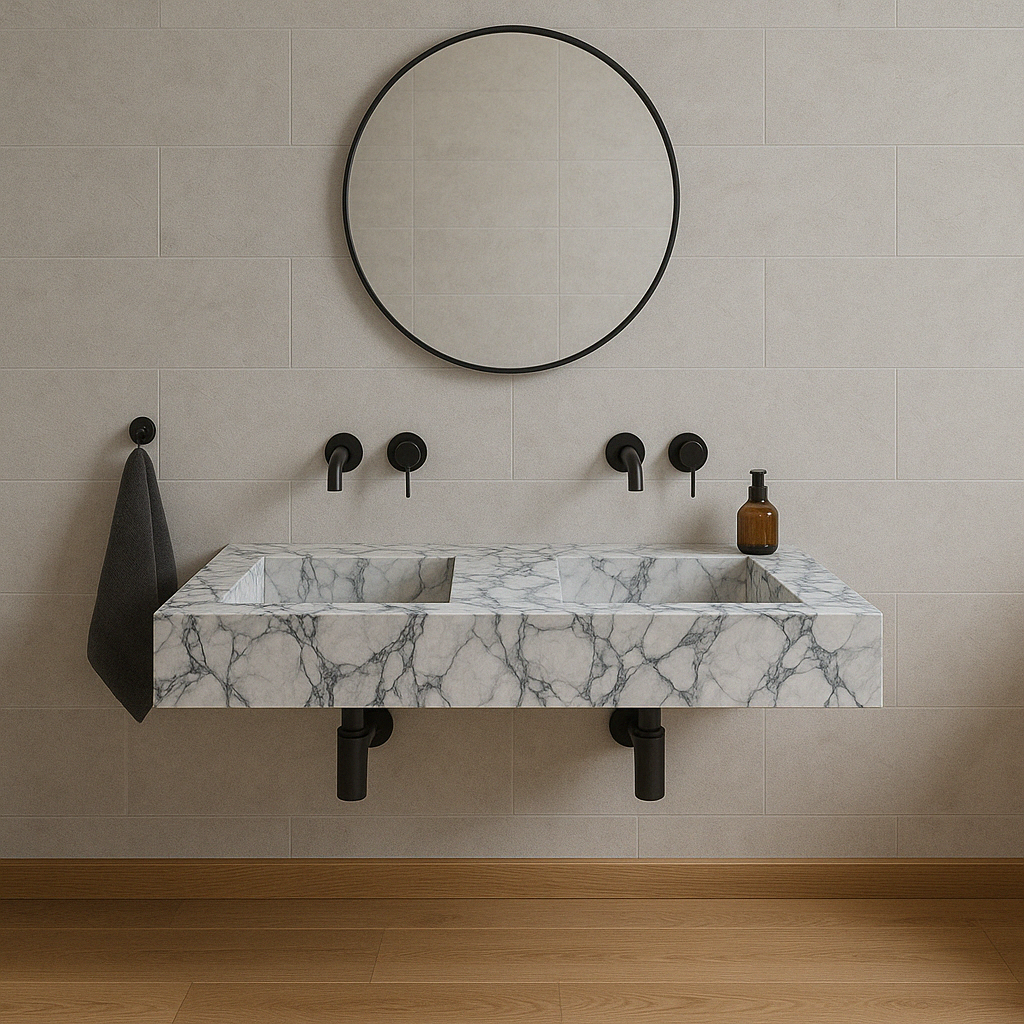 Calacatta Viola Marble Bathroom Double Sink Vanity (W)22
